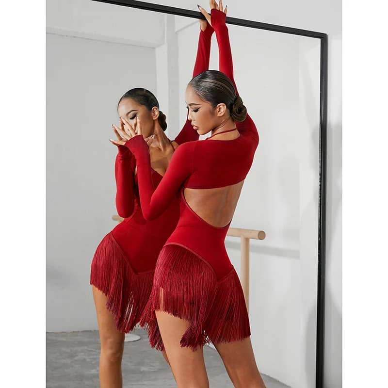 Gonna da allenamento con frange da donna per abbigliamento da ballo latino nel Regno Unito con pantaloncini incorporati - Abbigliamento da ballo essenziale per sala da ballo latino