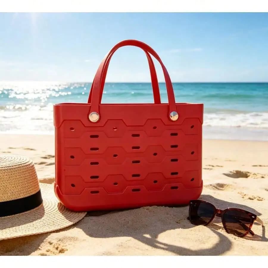 Red Sedona Large Flexible Laundry Tote, Waterproof Reusable Washable Carry Bag, 18x8.75x13 Inches Multi-Use Storage For Home &