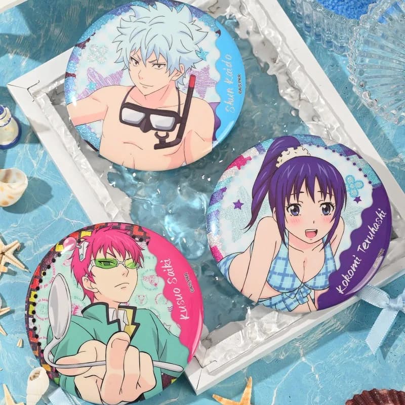 Saiki Kusuo Cute Anime Merch Round Metal Button Badge Brooch Pin Cartoon Decorative Pin for Clothing Backpack Collectible Gift