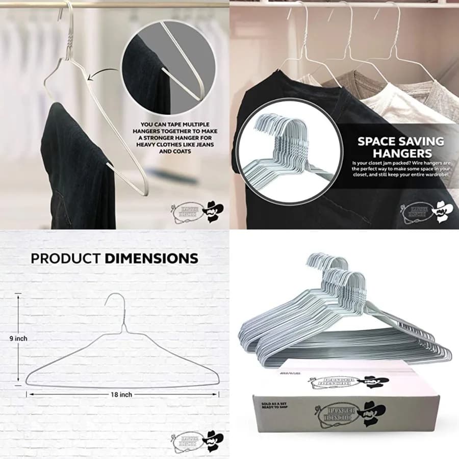 Confezione di appendiabiti in metallo per camicie, pantaloni e gonne di dimensioni standard, salvaspazio, antiscivolo, 18 pollici, calibro 14.5, ultra sottili