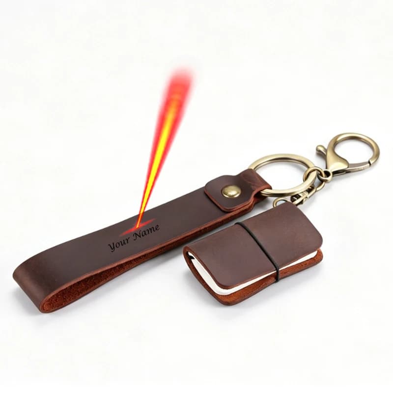 Custom Name Mini Travel Notebook Keychain Crazy Horse Leather Journal Pendant Bag Charm