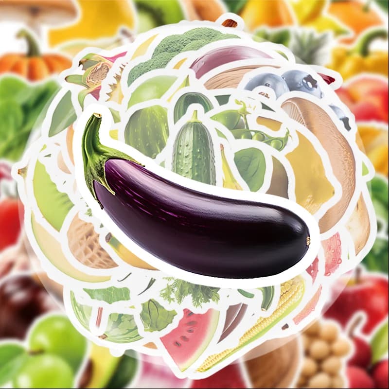 50 adesivi decorativi con frutta e verdura, adatti per bottiglie d'acqua, laptop, decorazioni per telefoni, valigie, skateboard, chitarre, scatole regalo, decorazioni per feste, regali per le vacanze