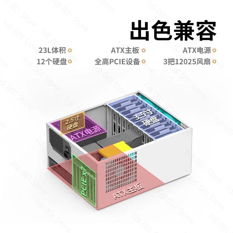NAS Storage Chassis 10 Bay Design For B10 Desktop Storage Case Support ATX Large Power Supply