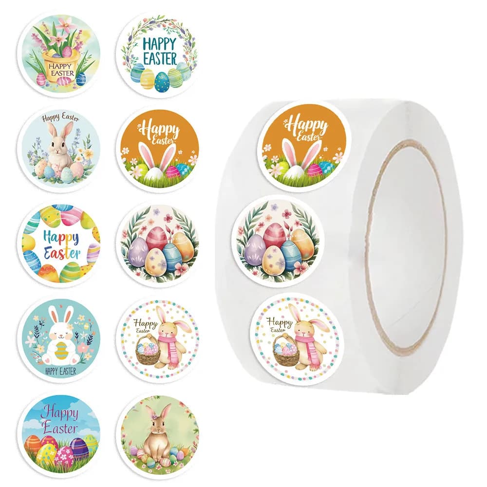 500Pcs/Roll Easter Bunny Washi Tape Decorative Stickers for Journal Envelope Sealing & Craft Supplies BulingBulingStickers Store