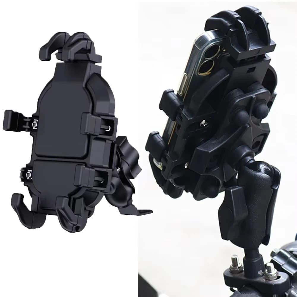 Supporto per telefono cellulare con modulo ammortizzatore regolabile a qualsiasi angolazione per staffa per telefono cellulare per bici ATV scooter moto