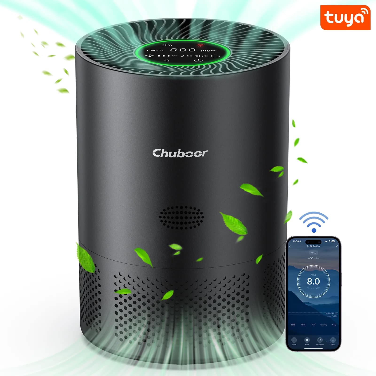 Purificatori d'aria Chuboor per la casa H13 True HEPA per camera da letto, cucina, bagno, fumo e polvere, odori di polline, rilevamento PM2.5