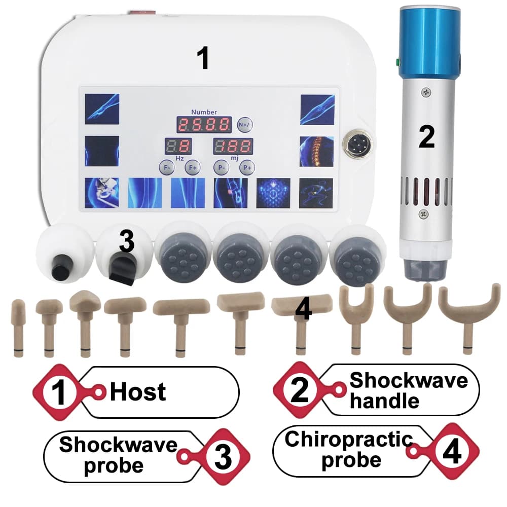 300mj Shockwave Therapy Machine Tennis Elbow Pain Relief 2in1 Body Massage Chiropractic Spine Correction Gun ED Treatment