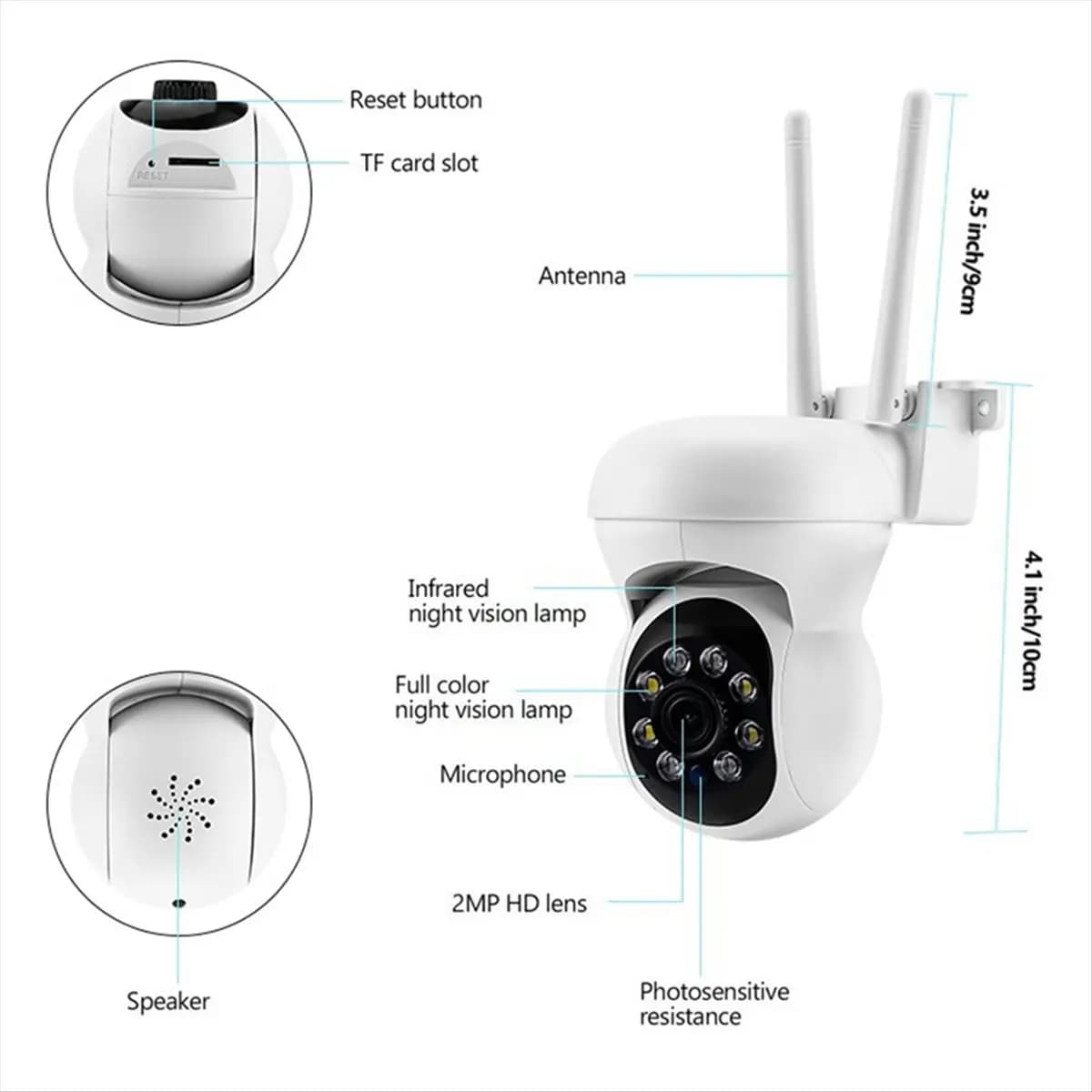 Top Telecamera IP PTZ wireless da 2 MP Rilevazione umanoide AI a colori Monitoraggio automatico Baby Monitor Telecamera di sicurezza domestica