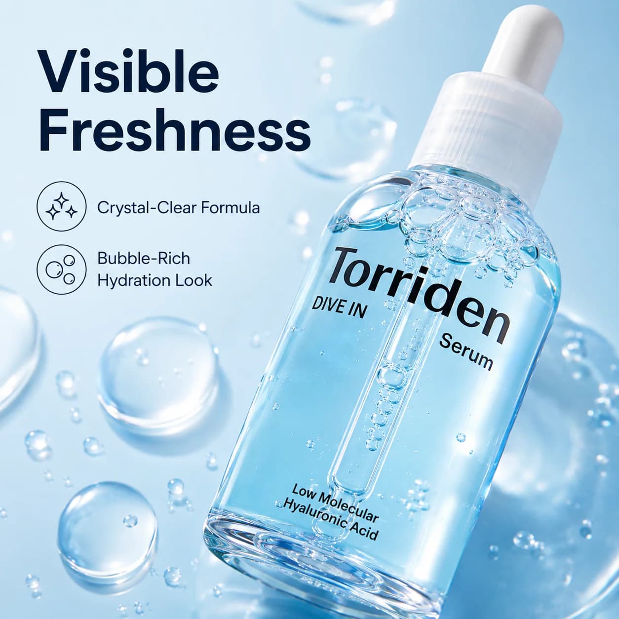 Torriden DIVE-IN Low-Molecular Hyaluronic Acid Serum 50ml,Featherlight,Moisture Retention Aid​,Korean Skincare,for Korean Makeup