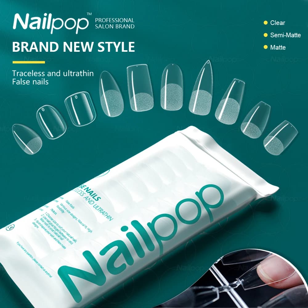 NAILPOP 120 pz Unghie Finte Acrilico Presse sulle Unghie Bara Unghie Artificiali Trasparente Punte per Unghie Finte per Estensione Strumento Manicure