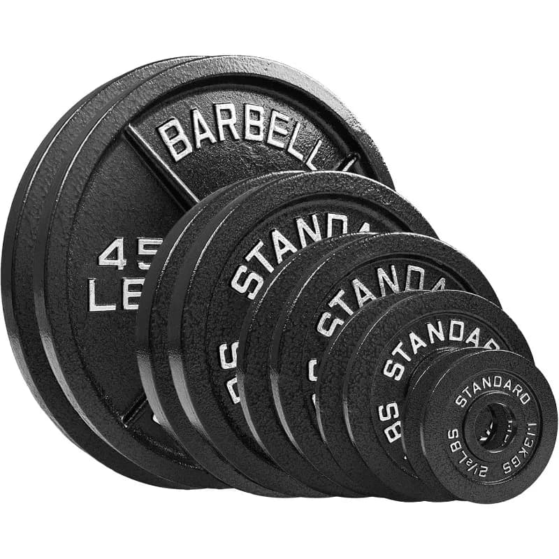 Steel Olympic Plates 175LB Set - 2 inch Olympic Hammertone Coated 2x 2.5lb, 5lb, 10lb, 25lb, & 45lb for Weight Lifting Training