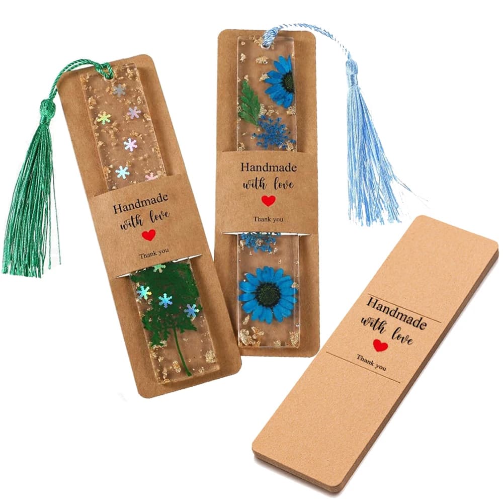 10/30/50 pz 4.5x15 cm Kraft Resina Segnalibro Maniche FAI DA TE Display Titolare Della Carta per Involucro Segnalibro piccola impresa Imballaggio fornitura