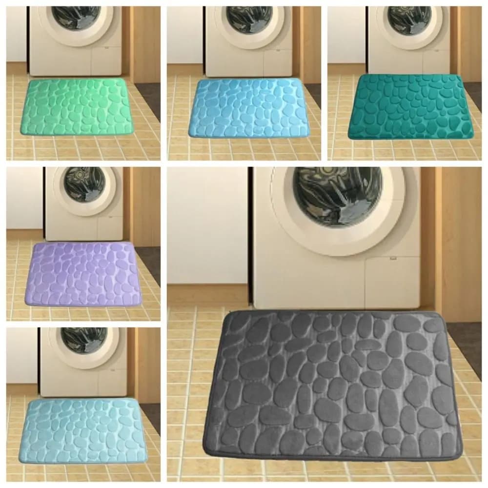 Tappetino da Bagno Pratico Assorbente, Antiscivolo, Lavabile, con Motivo a Ciottoli in Rilievo, Tappeto per Pavimento Domestico e Bagno