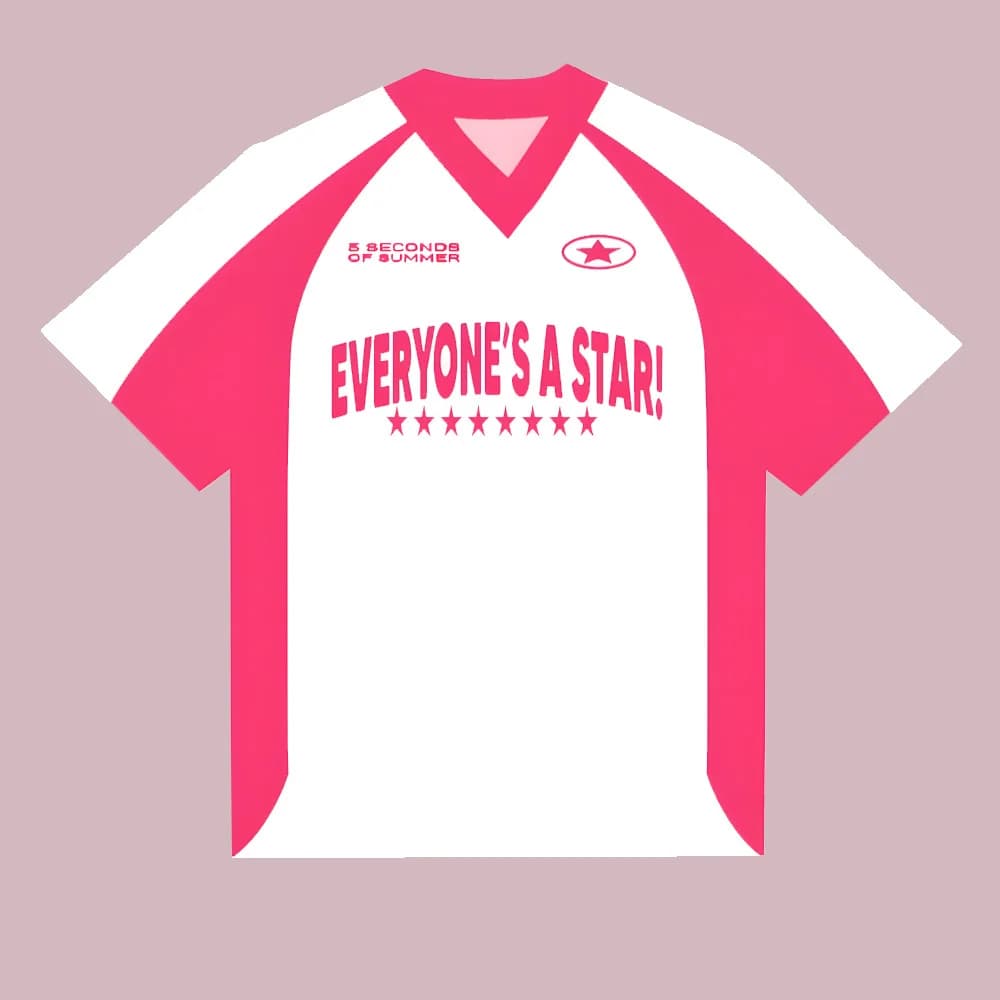 Maglietta in jersey 5 Seconds of Summer 5SOS EVERYONE'S A STAR! T-shirt unisex con scollo a V, top unisex da donna, streetwear Y2K