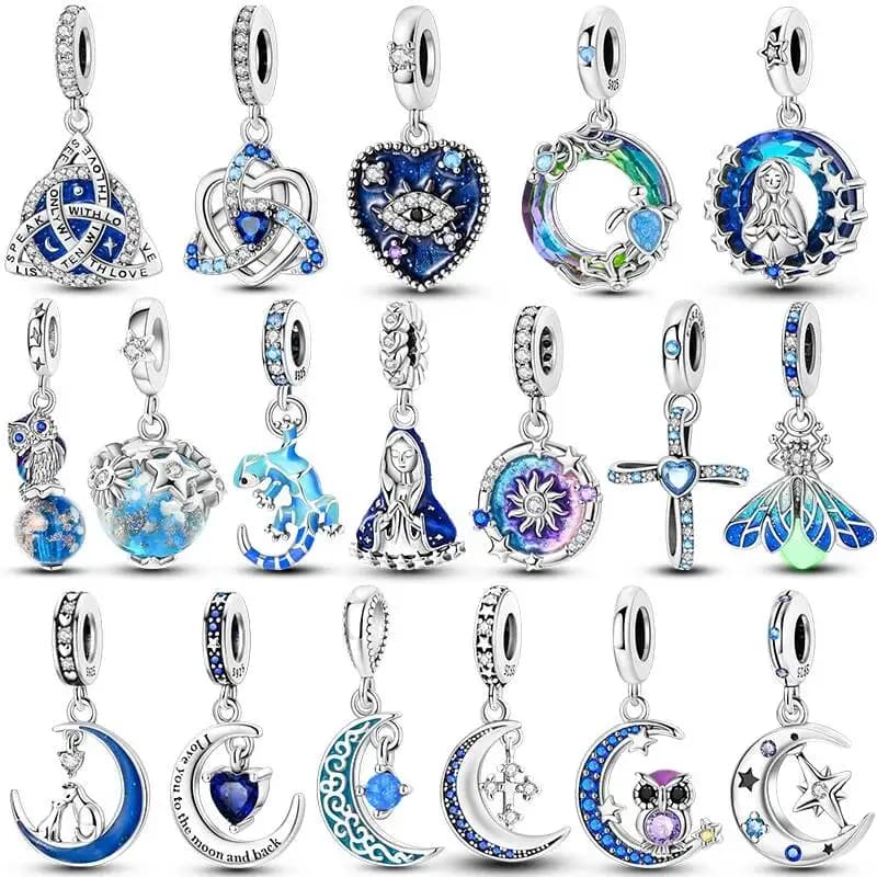 Hapilife Blue Series 925 Sterling Silver Charms Butterfly Devil's Eye Pendant Fit Beads Bracelet DIY Fine Jewelry For Women Gift