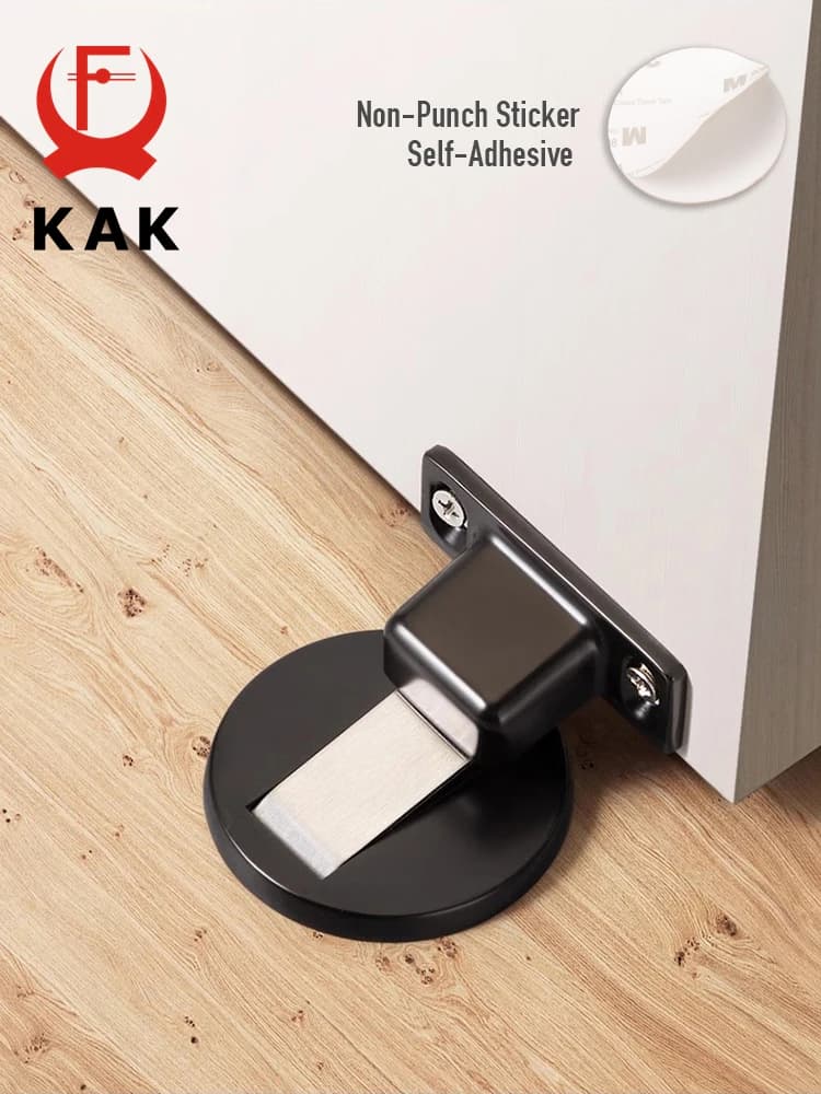 KAK Fermaporta magnetico senza perforazione Fermaporta nascosto Supporto per porta Protezione da parete in lega di zinco Hardware per porta di arresto antivento