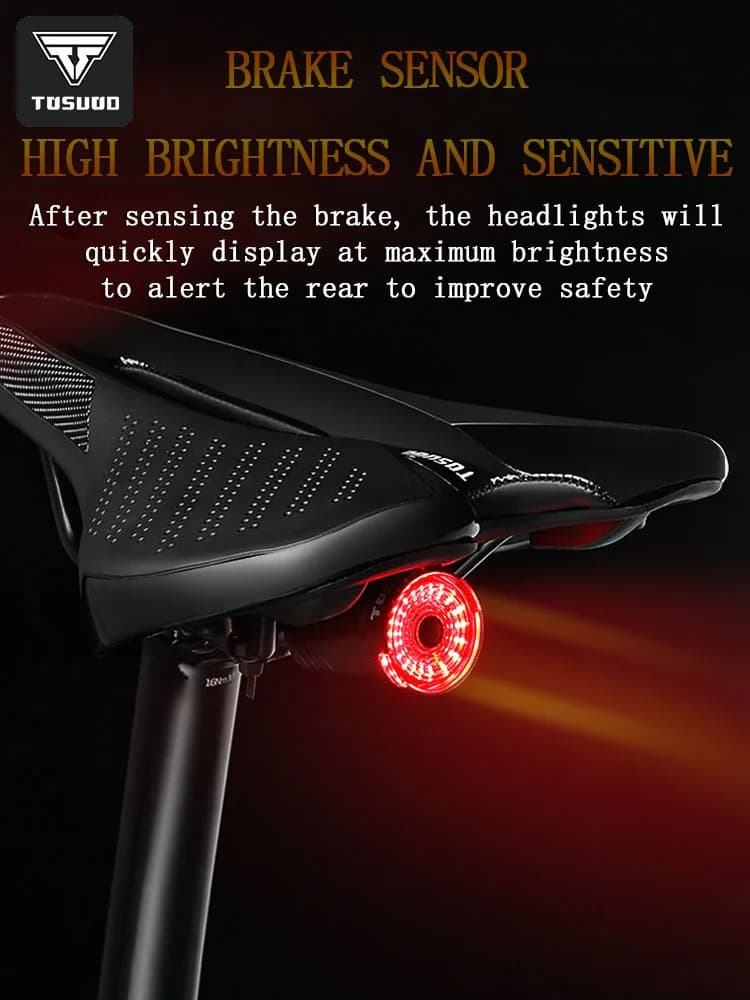 TOSUOD fanale posteriore per bicicletta set luce freno a induzione intelligente ultraleggera luce di guida notturna di avvertimento di ricarica per mountain bike