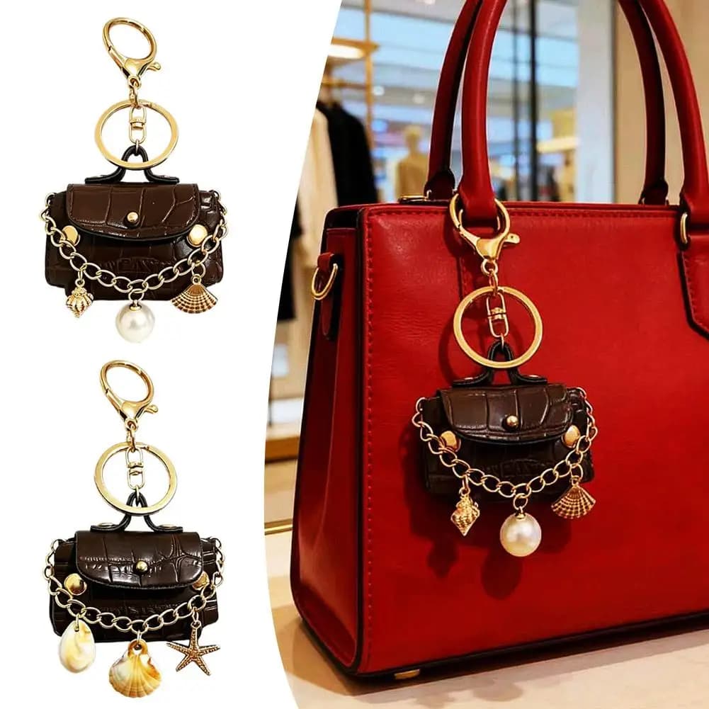 Luxury Mini Bag Keychain Decorative Pendant for Handbag Sophisticated Crocodile Texture Charm Gift for Women