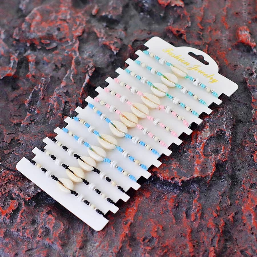 Conchiglia marina 12 pz/set braccialetto di corda da donna piccole perle regolabili intrecciate a mano cavo sottile desiderio braclet spiaggia gioielli casual