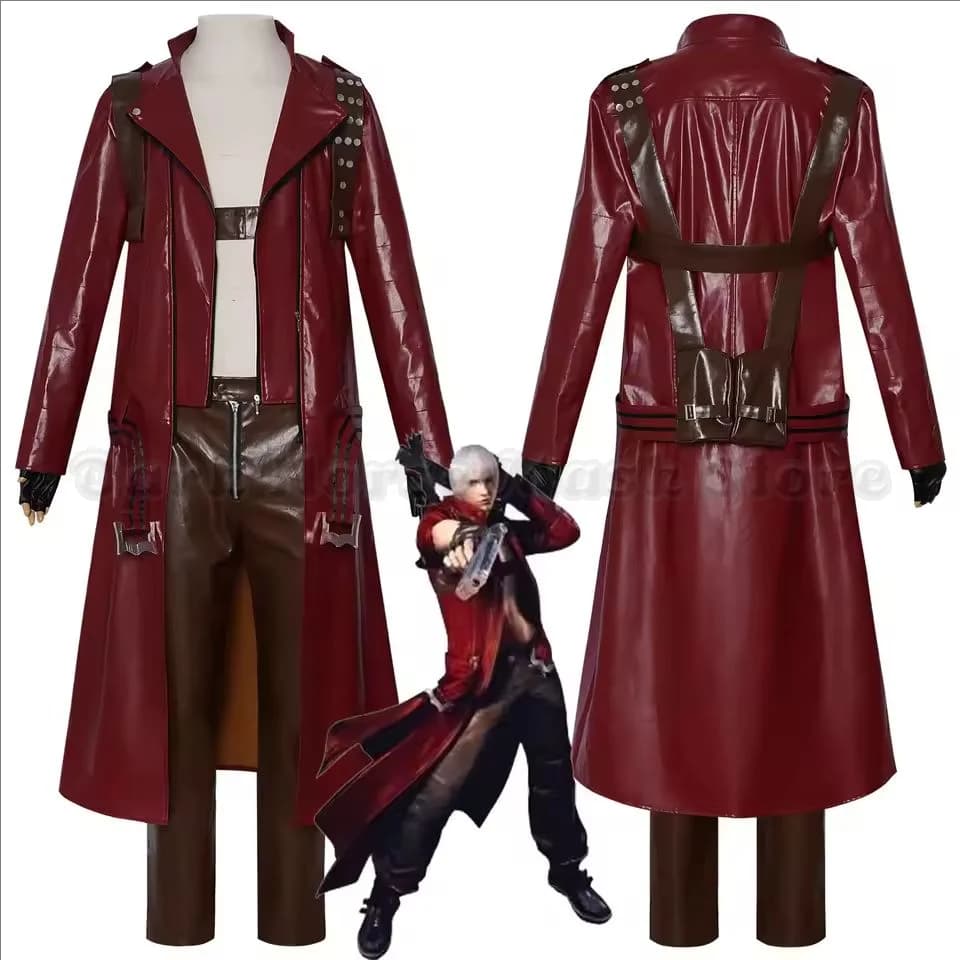 Costumi Cosplay Anime Dante, Uniforme da Uomo, Set Giacca Lunga Rossa, Costumi per Halloween e Carnevale, Abbigliamento da Palcoscenico