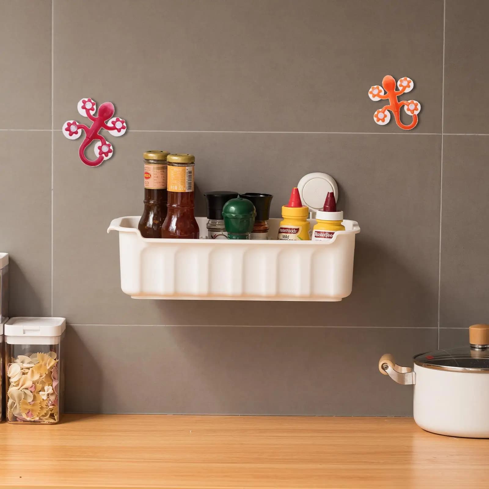 Gancio da parete Gancio Gecko con 4 ventose Gancio da cartone animato super aspirazione per decorazione appendiabiti da parete per cucina e bagno