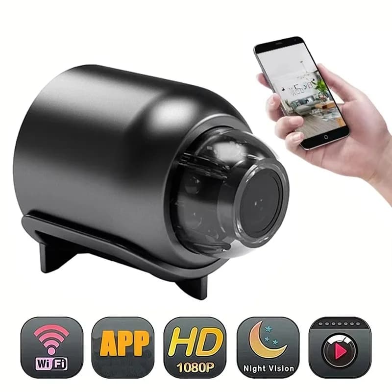 Mini Telecamera WiFi 1080P, Telecamera di Monitoraggio Wireless HD con Visione Notturna, Protezione Domestica, Telecamera Remota per Sicurezza di Bambini e Animali Domestici