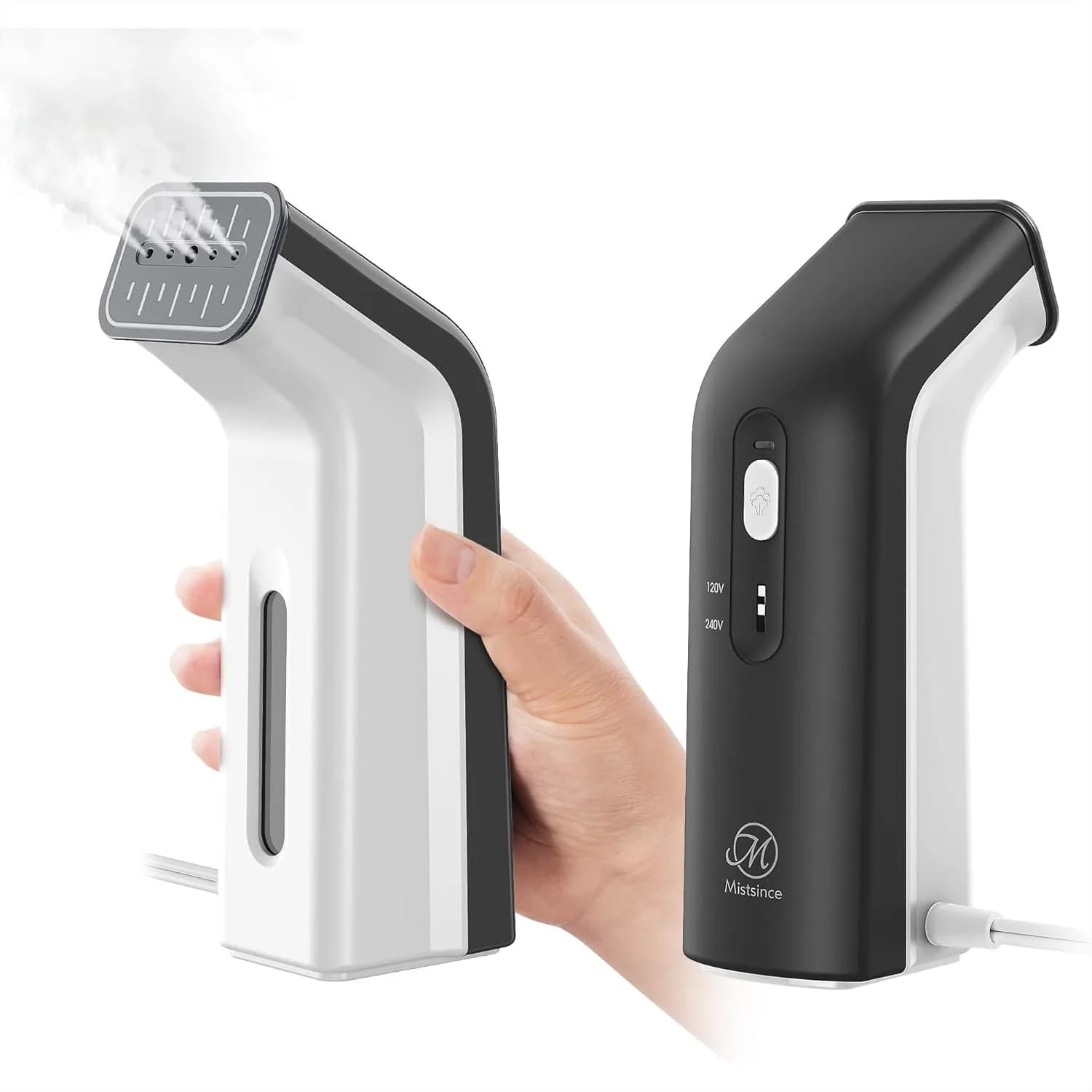 Vaporizzatore Portatile da Viaggio per Vestiti, Doppia Tensione e Allarme, 100-240V, Ferro da Stiro e Vaporizzatore 2-in-1, Serbatoio da 170ml, Vapore per 12 Minuti, Portatile