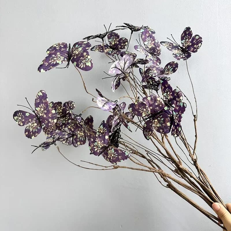 74cm Simulation Flowers Silk Butterflies Green Plant Home Living Room Decoration Artificial Flower Pink Butterfly Branches