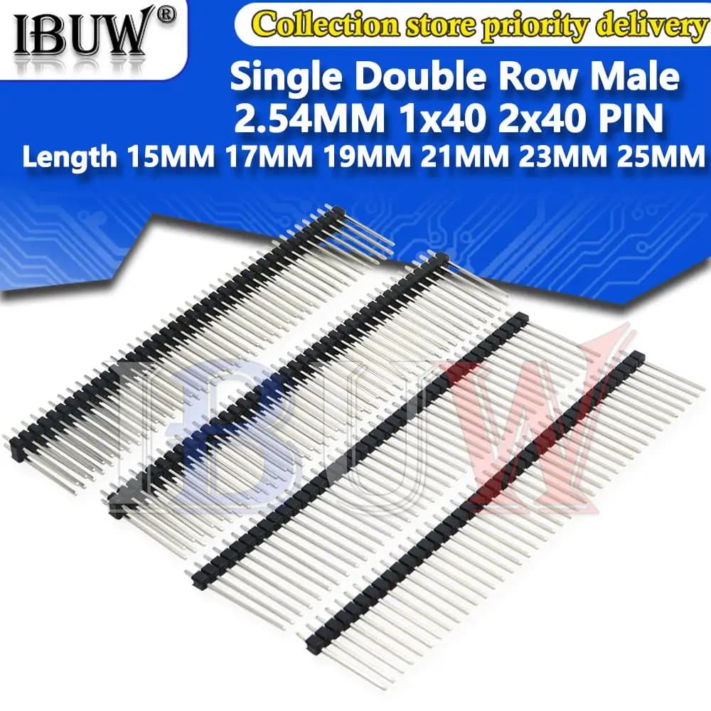 10 PZ 40 Pin 1x40 2x40 Singola Doppia Fila Maschio Breakable Spille Intestazione Connettore Striscia Per Arduino Nero 2.54 MM Lunghezza 15 MM ~ 25 MM