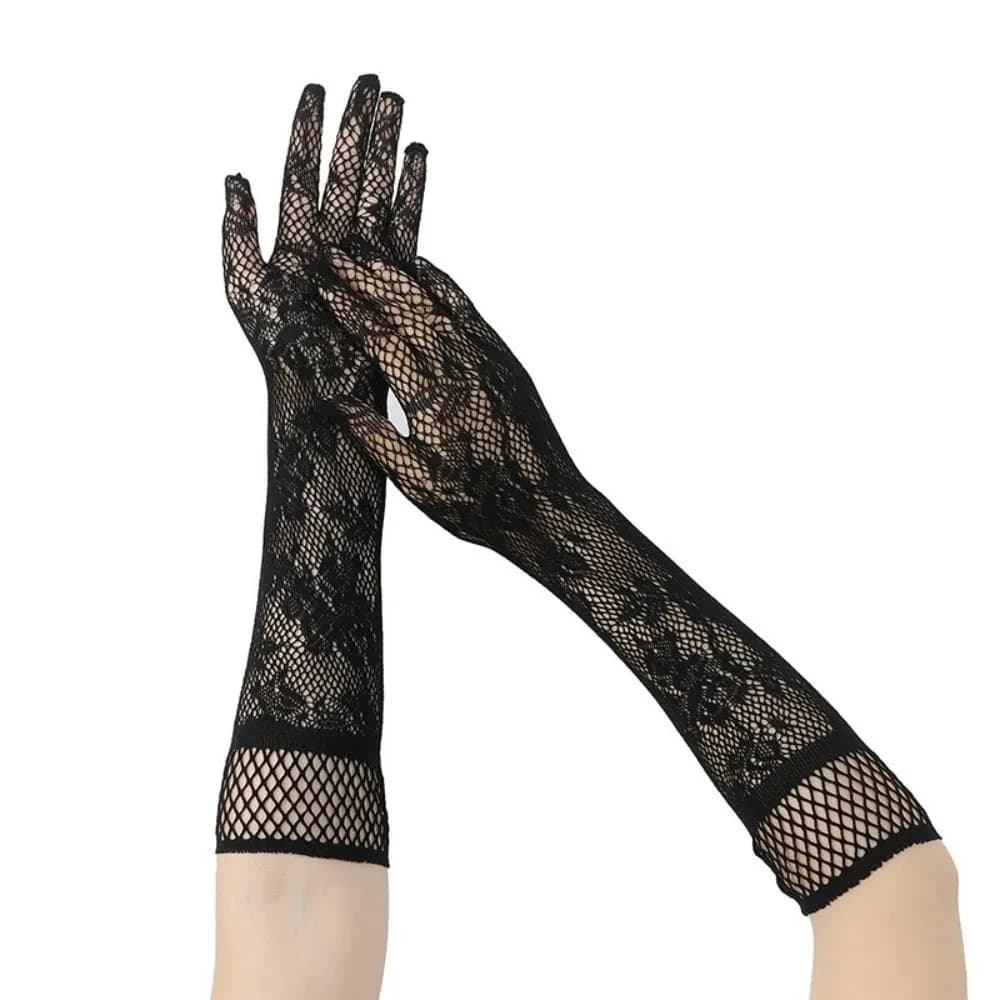 Fashion Elegant Lace Mesh Gloves Ultra-thin Elasticity Long Gloves Sunscreen Gloves Wedding Dress
