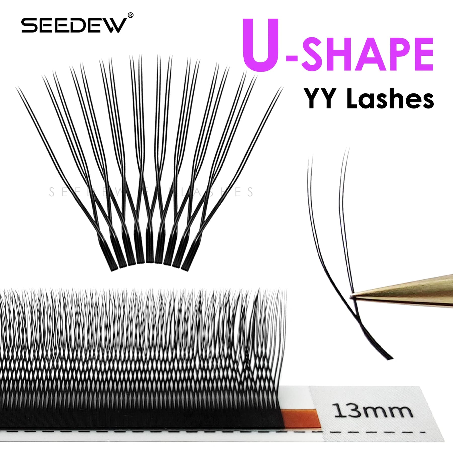 [Ciglia SEEDEW] YY-shaped extension U C D Curl 8-15mm Volume Fan Fake Eyelashes Natural WispyU