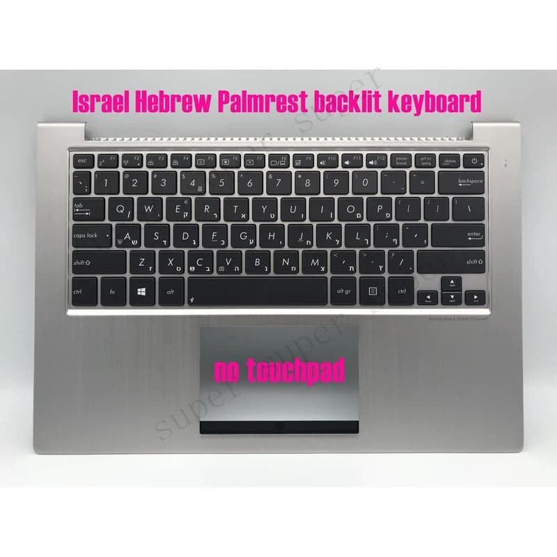 SSS+ US-Israel Hebrew Silver Palmrest backlit keyboard for Asus UX32A UX32V UX32VD