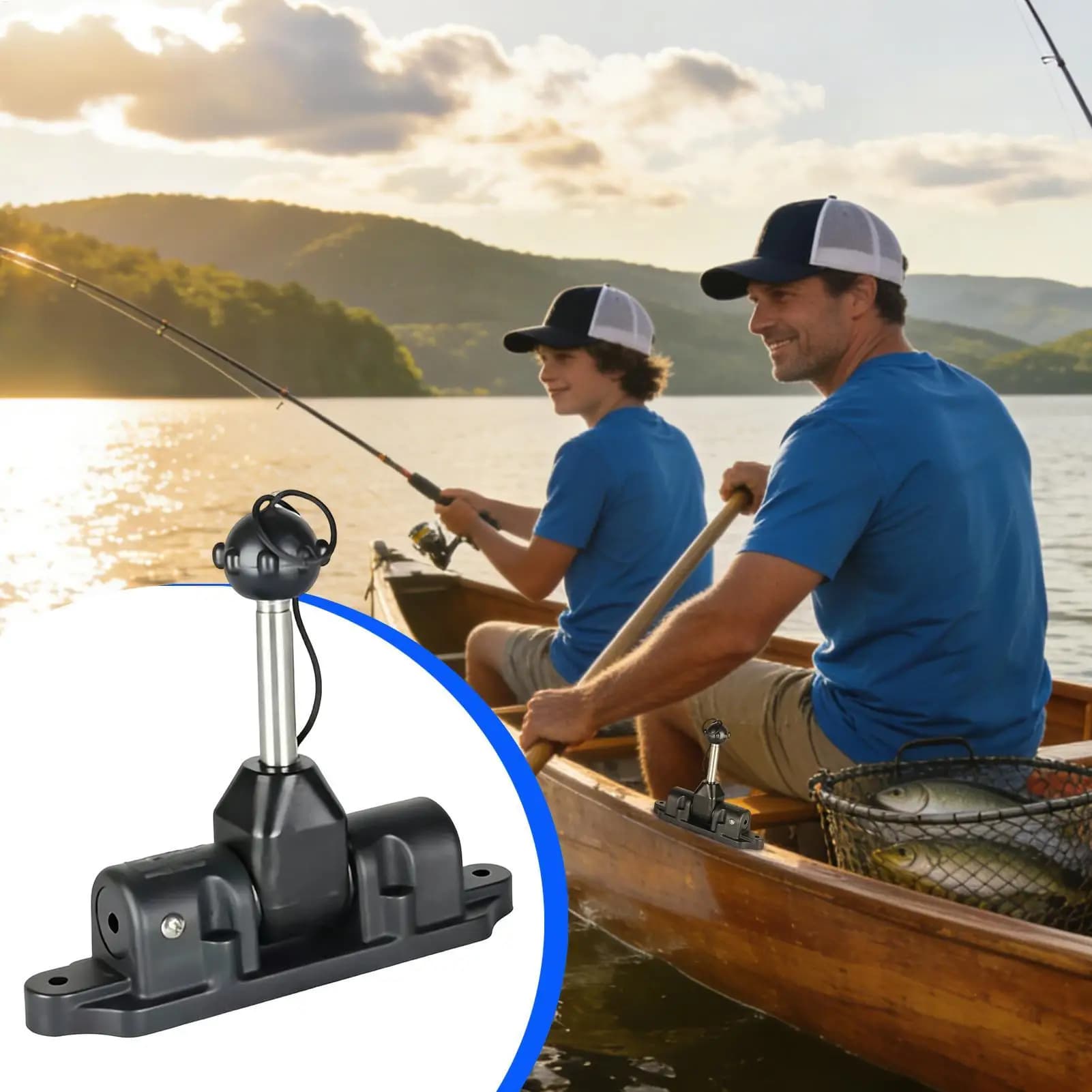 Supporto per pagaia da kayak con clip, rotazione a 360 gradi, montaggio su binario per kayak, canoa, gommone, barca gonfiabile, pesca