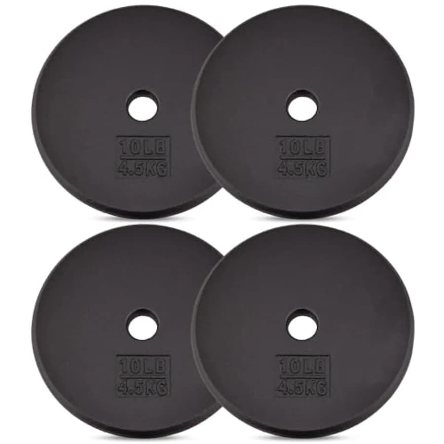 Dischi Pesi Standard da 1 Pollice in Ghisa per Bilanciere, Ampia Gamma 5-40 LB, Ideali per Allenamento di Forza e Routine di Workout - Disponibili