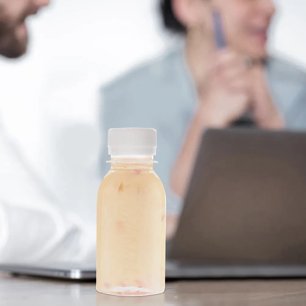 15 Bottiglie per Frullati e Succhi Riutilizzabili, Contenitori Trasparenti Senza BPA con Collo Largo per Conservazione Pasti e Bevande
