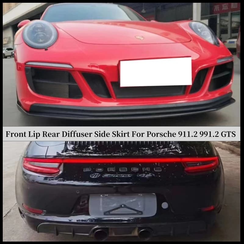 Per Porsche 911.2 991.2 GTS 2016-2020 Labbro anteriore Diffusore posteriore Gonna laterale Kit corpo Spoiler Fibra di carbonio Splitter Aggiornamento Refits