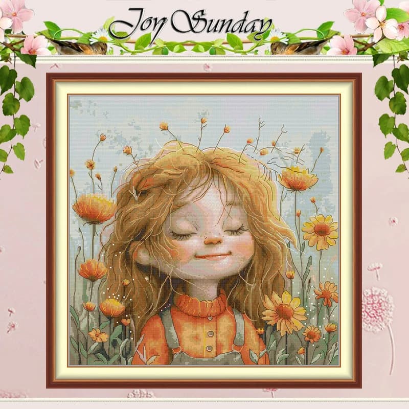 Splendid Girl in Flower Patterns Counted Cross Stitch Set DIY 11CT 14CT 16CT Stamped DMC Cross-stitch Kit Embroidery Needlework