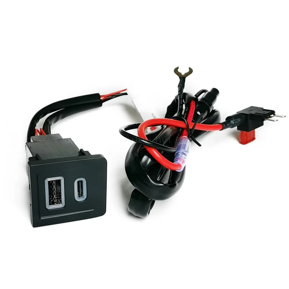 Caricatore USB per Auto Compatibile con Volkswagen Multivan T5 2003-2007, Ricarica Rapida PD QC 3.0 Tipo C, Adattatore di Ricarica per Telefono con Cavo