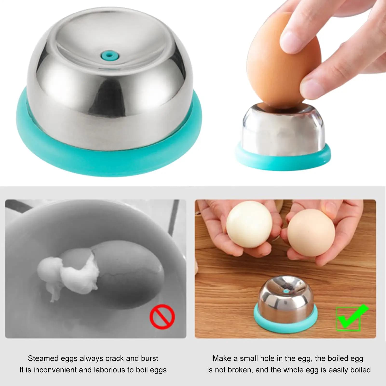 Punzone per uova in acciaio inossidabile, perforatore per uova, separatore per uova, per uova bollite, utensile da cucina