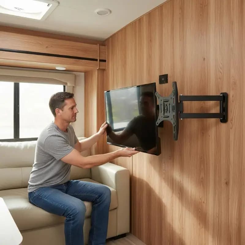 For RV Indoor Folding TV Hanger 14-27 Inch Monitor Stand Car RV Ceiling Lift Adjustable Kitchen Dining Caravan Room TV Holder