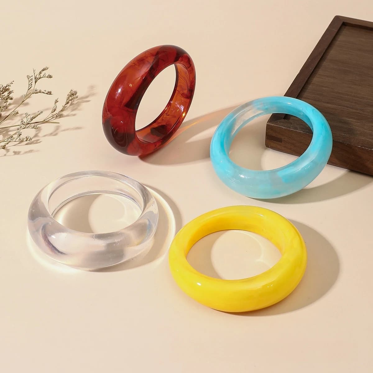 New Trend Acrylic Irregular Geometric Exaggerated Chunky Bangles for Women Resin Colorful Statement Charm Bracelet Jewelry Gifts