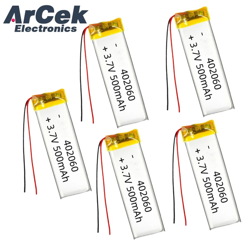 5PCS 3.7V 500mAh 402060 Lipo Polimero Batteria Al Litio Ricaricabile per MP3 GPS Bluetooth Registratore Auricolare Smart Watch Massaggiatore