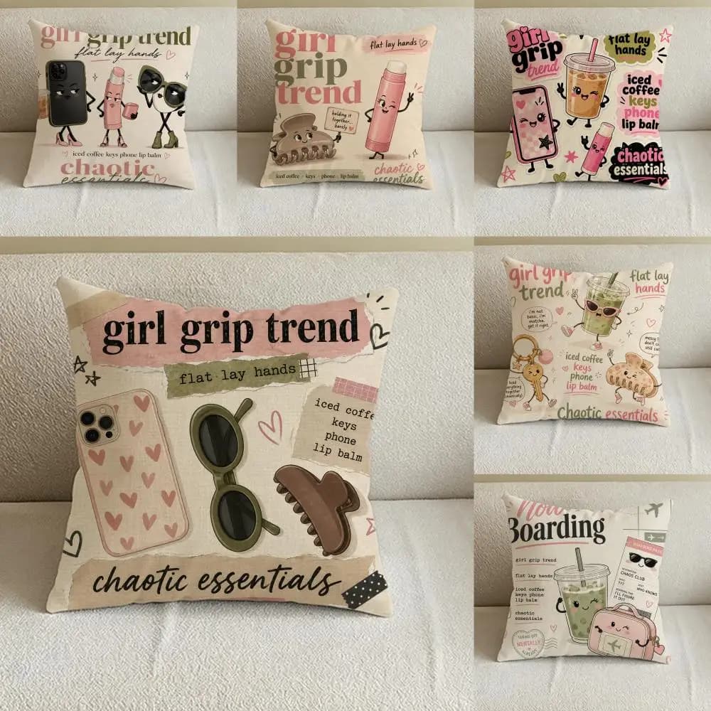 taste flat lay hands Cushion Cover Natural Linen Pillowcase Set, All-in-One Decor for Sofa, Bedroom & Chair