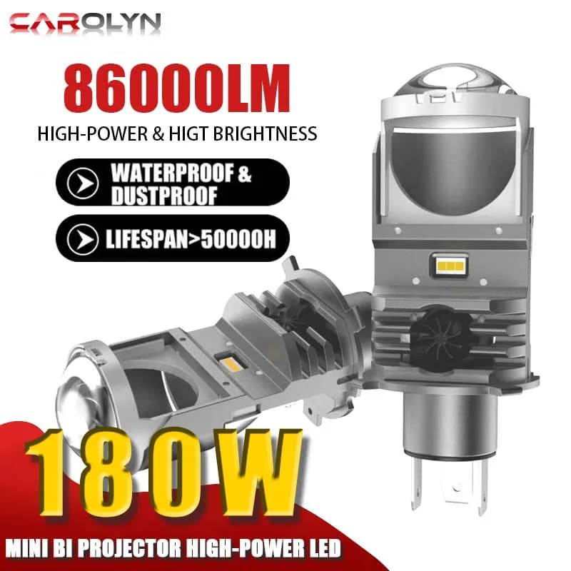 2 pz H4 LED Bi-led Mini Proiettore Faro H4 Lente Lampadine Lenti Turbo LED Lampadina Alta Bassa Luce Testa Della Lampada Per Auto moto