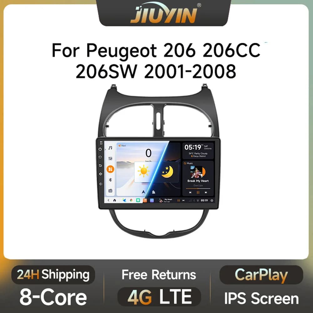 JIUYIN Android 13 Car Radio For PEUGEOT 206 206CC 206SW 2000-2008 Auto Multimedia Player GPS Autoradio Carplay 2 din