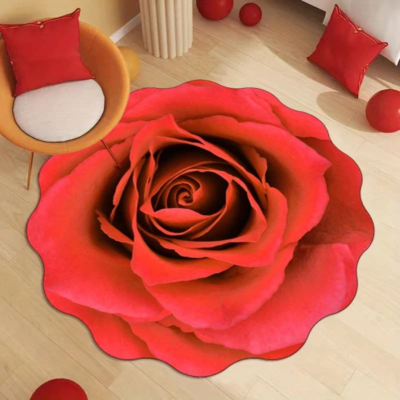 VIKAMA Tappeto a forma di rosa Accenti decorativi per finestre a bovindo accanto ai divani del soggiorno Morbido, delicato sulla pelle, lavabile in lavatrice