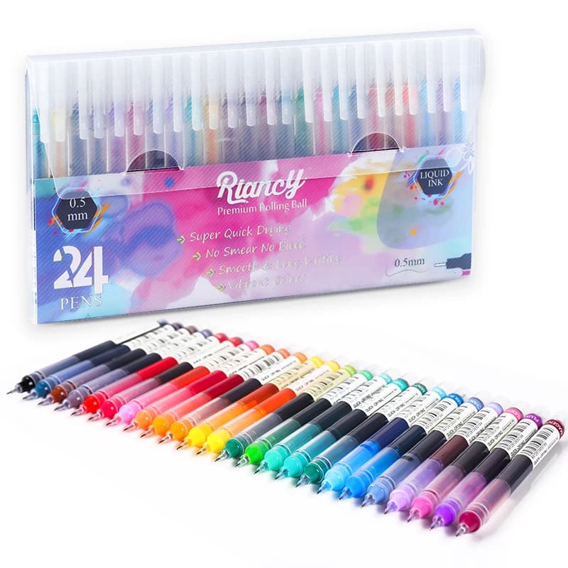 24 pz/colore dritto penne Gel liquido scuola ufficio studente forniture roller penna Doodle biglietto di auguri fai da te pittura a sfera
