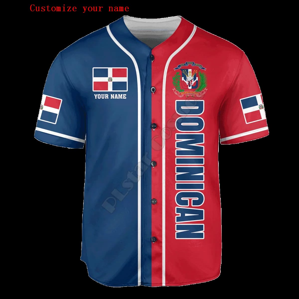 Mezza e mezza dominicana personalizza il tuo nome maglia da Baseball camicia da Baseball camicia da uomo stampata in 3D camicie Casual top hip hop