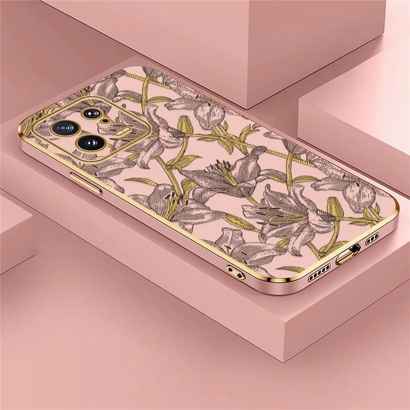 Soft TPU Plating Phone Case For Xiaomi 15 13 13T Pro 12T 14T 12 Lite Fashion Flower Pattern Shockproof Silicone Bumper Hoesje