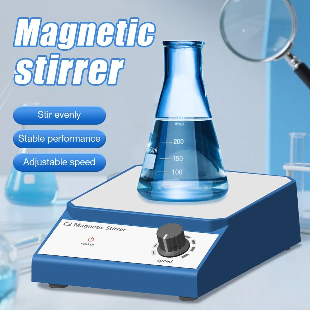 2025 Nuovo C2 2L Agitatore magnetico Mixer con barra di agitazione AC 100-240V 50HZ/60HZ 2500 RPM Miscelatore da laboratorio Agitatore di liquidi